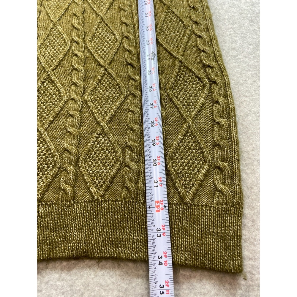 Ophelia Roe Sweater Dress Womens Large Olive Green Cable Knit Long Sleeve Mock N - Picture 9 of 12